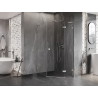 Mexen Lunar L pentagonal shower enclosure with right-hinged doors 80x100 cm, transparent, brushed nickel