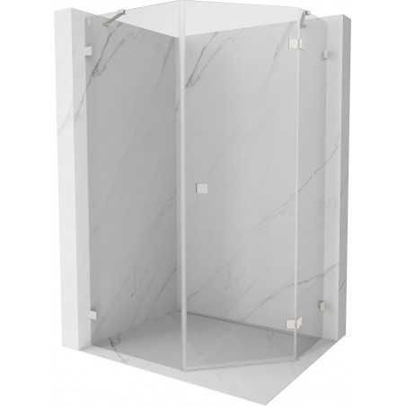 Mexen Lunar pentagonal shower enclosure swing right 80 x 90 cm, transparent, brushed nickel - 831-080P-090L-97-00-P