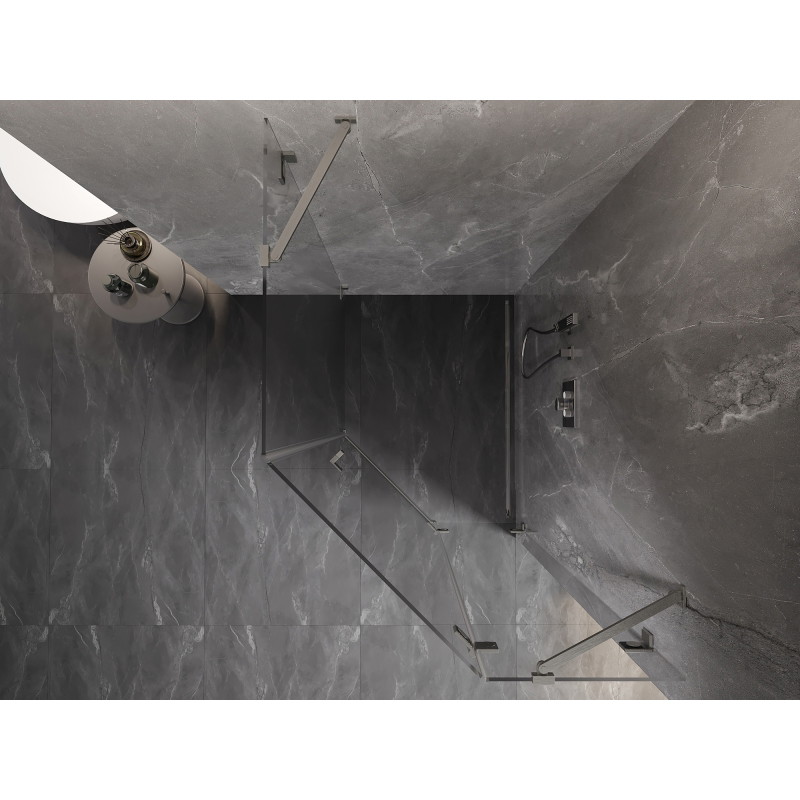 Mexen Lunar pentagonal shower enclosure swing right 80 x 90 cm, transparent, brushed nickel - 831-080P-090L-97-00-P