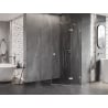 Mexen Lunar pentagonal hinged right shower cabin 90 x 100 cm, transparent, brushed nickel - 831-090P-100L-97-00-P