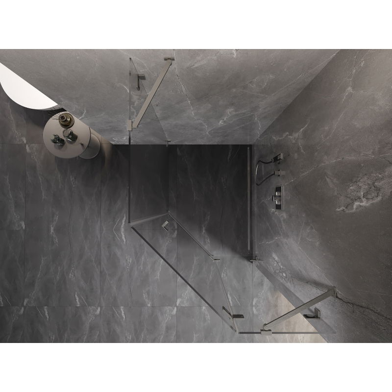 Mexen Lunar pentagonal right-hinged shower enclosure 90 x 100 cm, transparent, brushed nickel - 831-090P-100L-97-00-P
