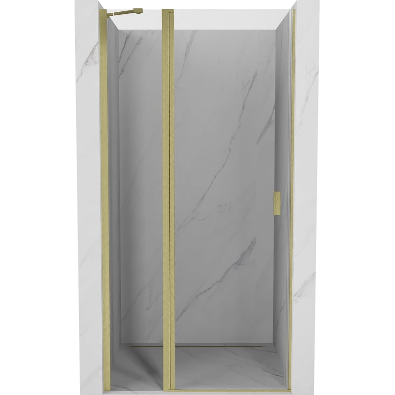 Mexen Mist 70 cm Hinged Shower Door, Transparent, Brushed Gold - 8A4-070-000-55-00