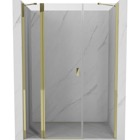 Mexen Mist 140 cm Hinged Shower Door, Transparent, Gold - 8A4-140-001-50-00