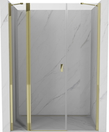 Mexen Mist 140 cm Hinged Shower Door, Transparent, Gold - 8A4-140-001-50-00