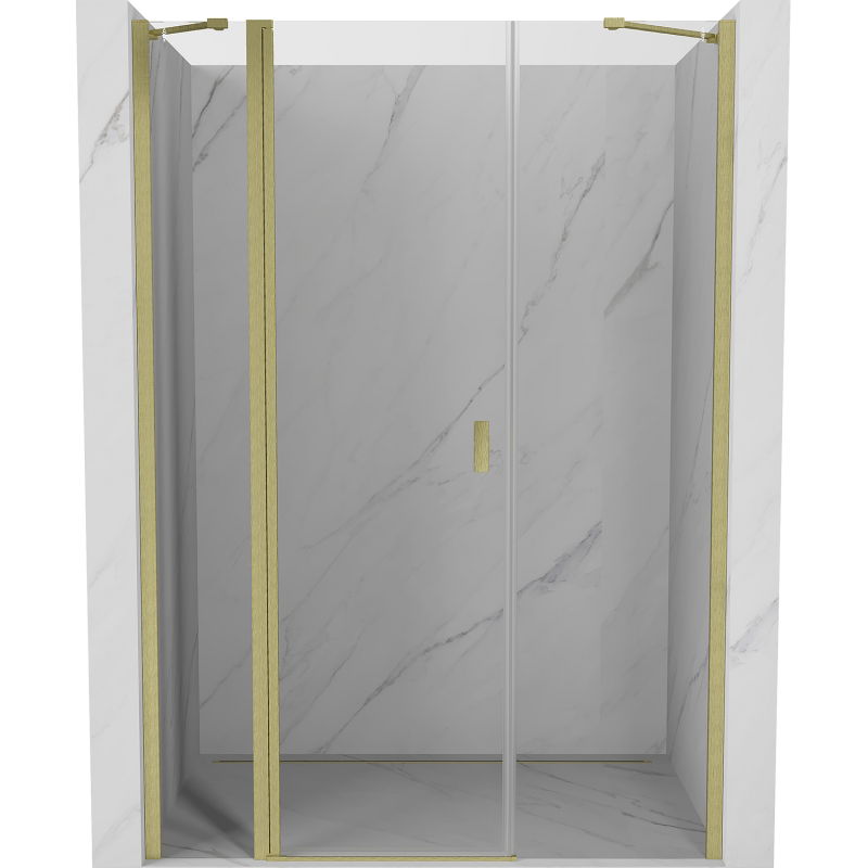 Mexen Mist 130 cm Hinged Shower Door, Transparent, Gold Brushed - 8A4-130-001-55-00