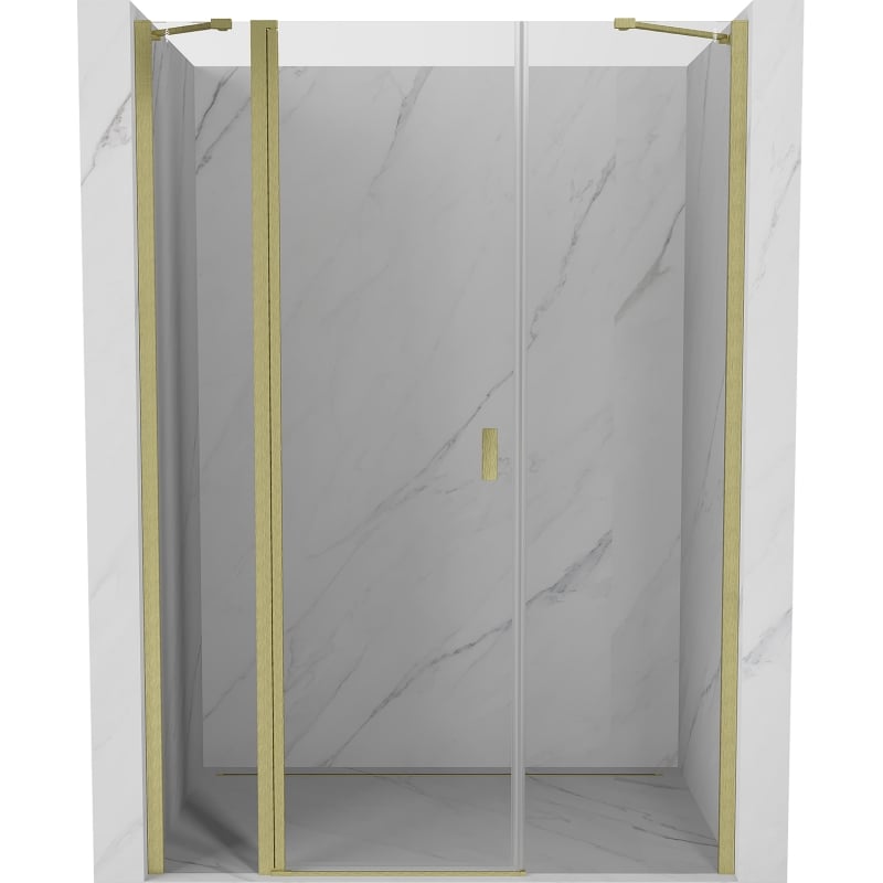 Mexen Mist 140 cm Pivot Shower Door, Transparent, Brushed Gold - 8A4-140-001-55-00