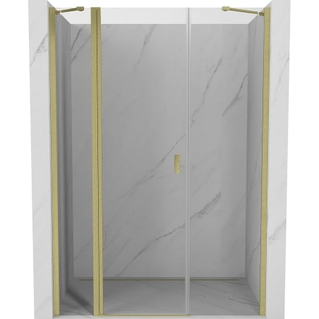 Mexen Mist 140 cm Pivot Shower Door, Transparent, Brushed Gold - 8A4-140-001-55-00