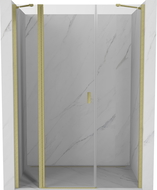 Mexen Mist 140 cm Pivot Shower Door, Transparent, Brushed Gold - 8A4-140-001-55-00