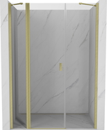 Mexen Mist hinged shower door 145 cm, transparent, brushed gold - 8A4-145-001-55-00