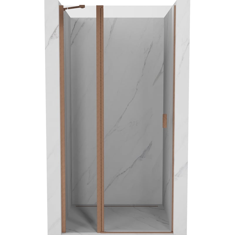Mexen Mist 90 cm Pivot Shower Door, Transparent, Brushed Copper - 8A4-090-000-65-00