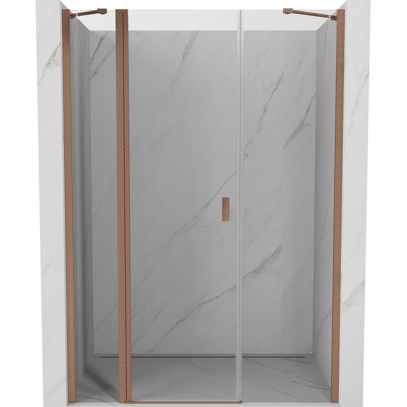 Mexen Mist 130 cm Hinged Shower Door, Transparent, Brushed Copper - 8A4-130-001-65-00