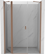 Mexen Mist 130 cm Hinged Shower Door, Transparent, Brushed Copper - 8A4-130-001-65-00