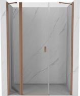 Mexen Mist shower doors, hinged 155 cm, transparent, brushed copper - 8A4-155-001-65-00