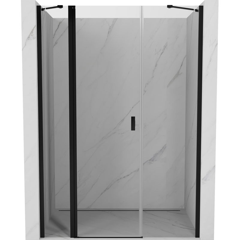 Mexen Mist 145 cm Hinged Shower Door, Transparent, Black - 8A4-145-001-70-00