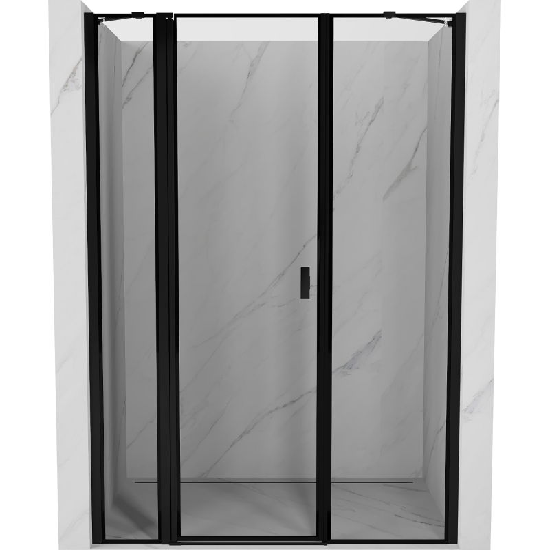 Mexen Mist 140 cm Left-Hinged Shower Door, Black Frame, Black - 8A4-140-001-70-70-L