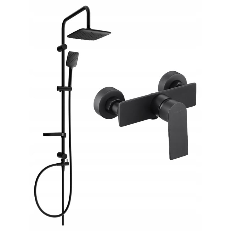 Mexen Alexa Sven shower set with rain shower and shower faucet, black - 71240262-70