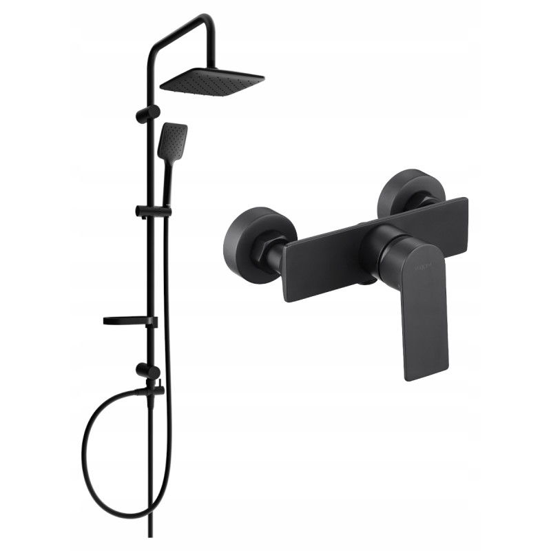 Mexen Sven surface-mounted shower set with a rainmaker and mixer tap Alexa, Black - 71240262-70