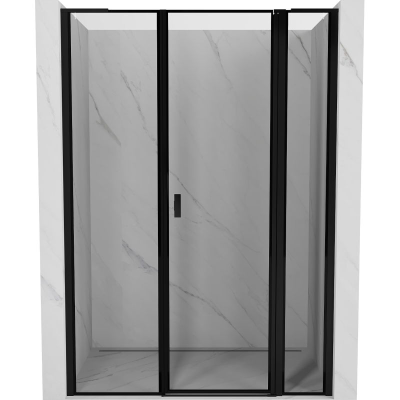 Mexen Mist L right-side hinged shower door 135 cm, black frame, black - 8A4L-135-001-70-70-P