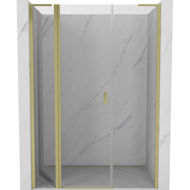 Mexen Mist L 135 cm Hinged Shower Door, Transparent, Brushed Gold - 8A4L-135-001-55-00