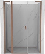 Mexen Mist L 140 cm Hinged Shower Door, Transparent, Brushed Copper - 8A4L-140-001-65-00