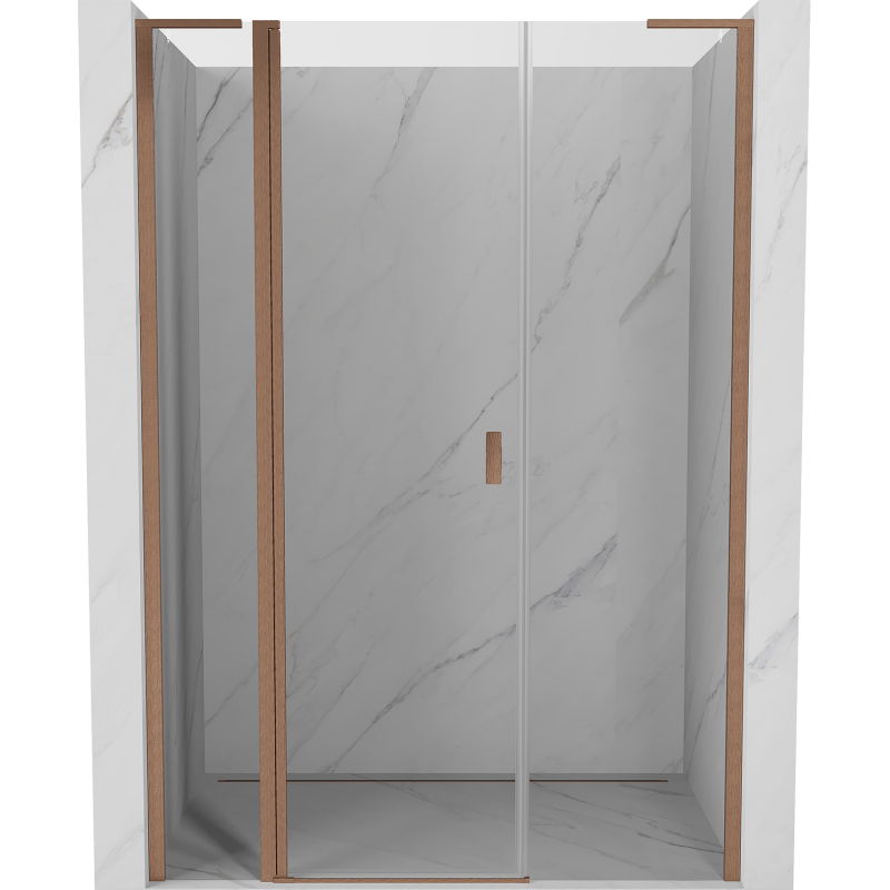 Mexen Mist L 150 cm Hinged Shower Door, Transparent, Brushed Copper - 8A4L-150-001-65-00