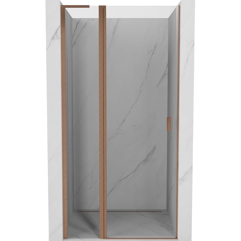 Mexen Mist L 100 cm Hinged Shower Door, Transparent, Brushed Copper - 8A4L-100-000-65-00