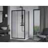 Mexen Apia extendable shower cubicle 100 x 80 cm, Transparent, Black + shower tray Flat, White- 840-100-080-70-00-4010B