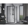 Mexen Apia extendable shower cubicle 100 x 80 cm, Transparent, Black + shower tray Flat, White- 840-100-080-70-00-4010B