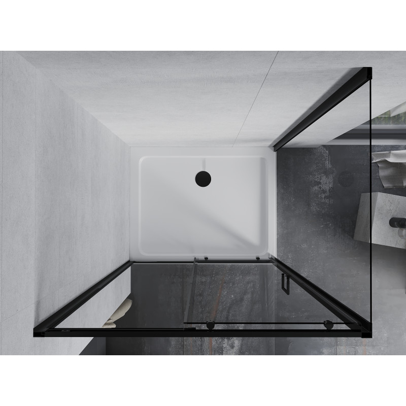 Mexen Apia sliding shower cabin 120 x 80 cm, transparent, black + Flat shower tray, white - 840-120-080-70-00-4010B