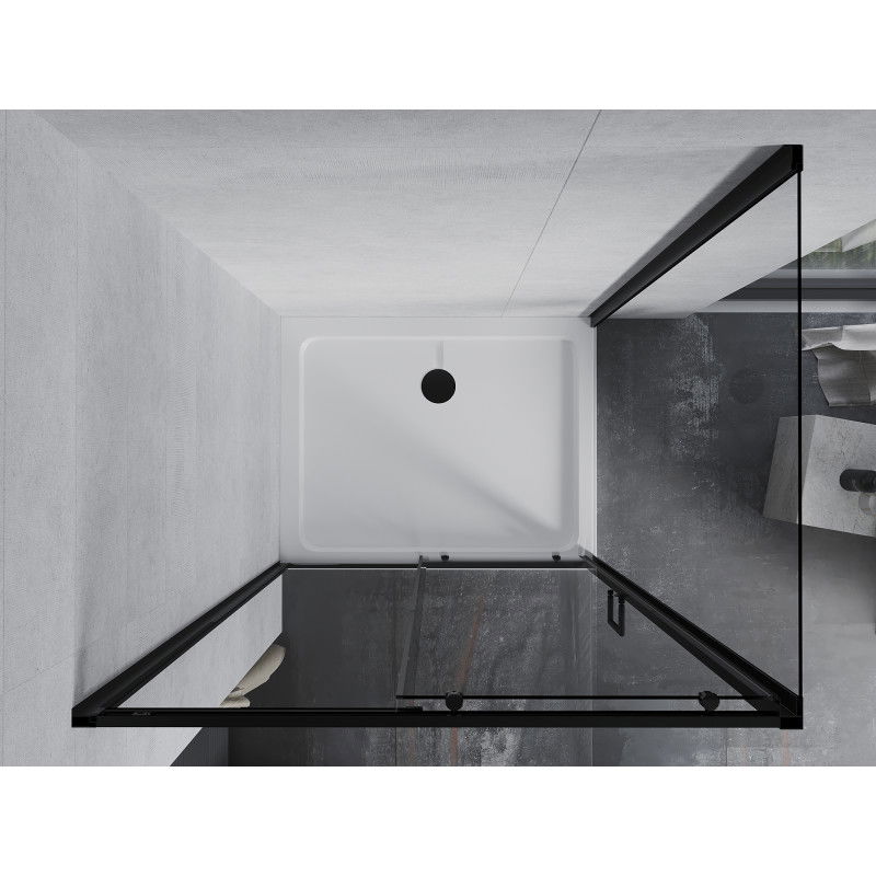 Mexen Apia sliding shower cabin 120 x 80 cm, transparent, black + Flat tray, white- 840-120-080-70-00-4010B