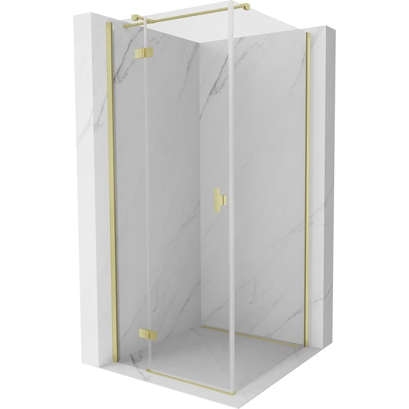 Mexen Mist-H T Shower Enclosure Swing Left 75 x 75 cm, Transparent, Brushed Gold - 8A5T-075-075-55-00-L