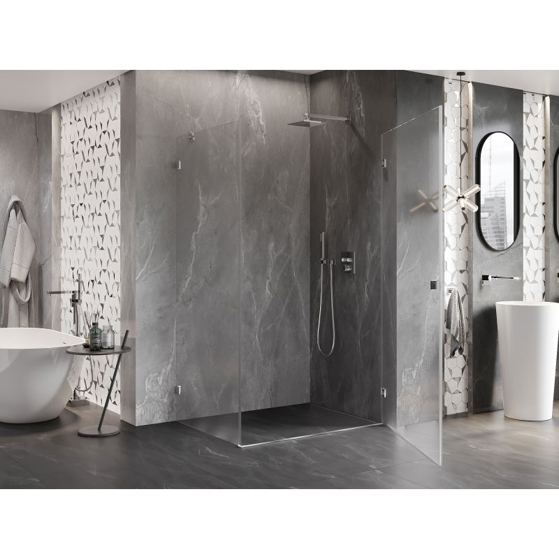 Mexen Lunar-B Hinged Shower Enclosure Right 85 x 80 cm, Transparent, Chrome - 832-085-080-01-00-P
