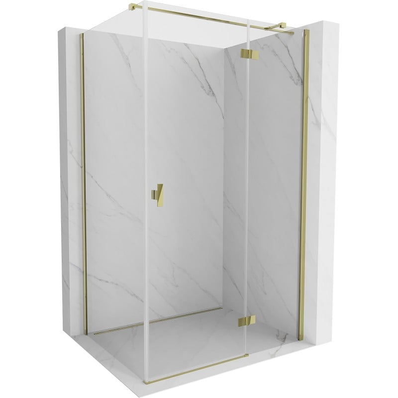 Mexen Mist H T Right Hinged Shower Enclosure 75 x 90 cm, Transparent, Gold - 8A5T-075-090-50-00-P