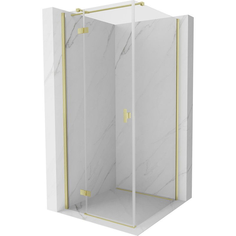 Mexen Mist H T hinged shower enclosure left 90 x 90 cm, transparent, brushed gold - 8A5T-090-090-55-00-L