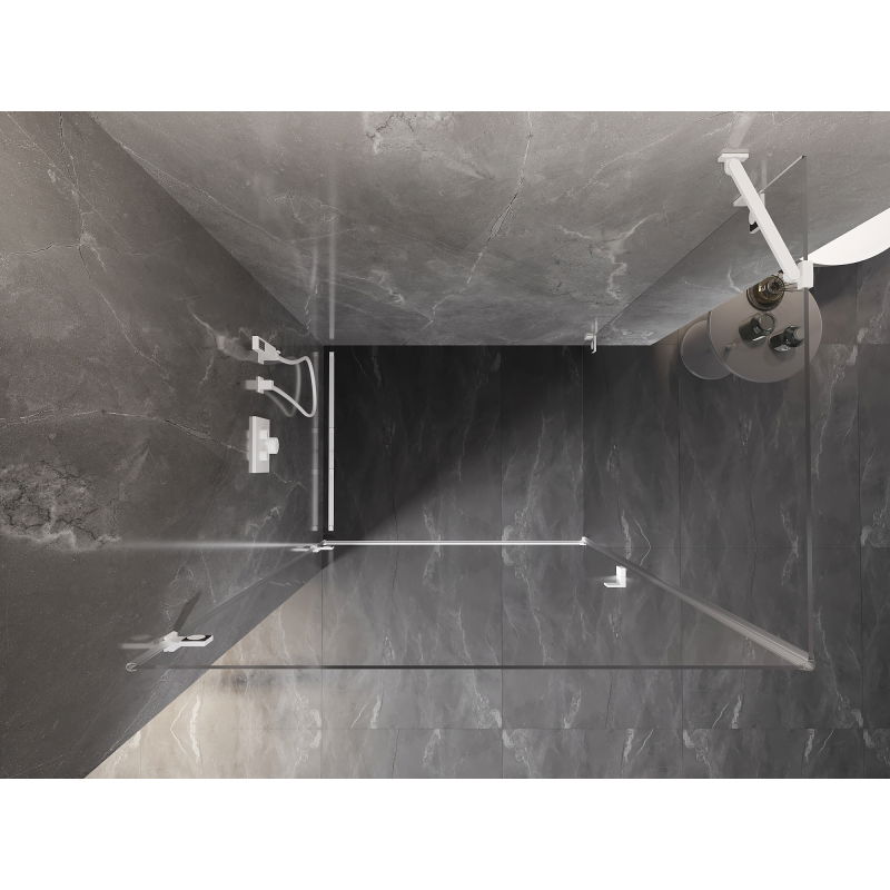 Mexen Lunar-B left hinged shower cabin 85 x 70 cm, transparent, white - 832-085-070-20-00-L