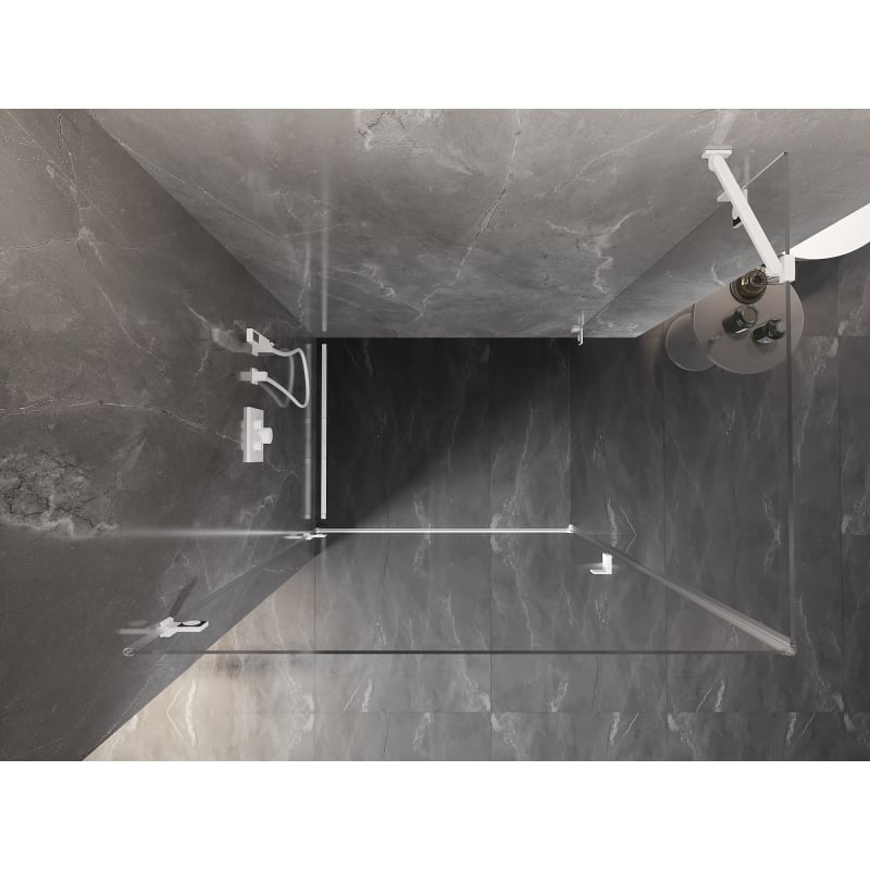 Mexen Lunar-B left hinged shower enclosure 100 x 70 cm, transparent, white - 832-100-070-20-00-L