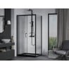 Mexen Apia extendable shower cubicle 90 x 80 cm, Transparent, Black + shower tray Flat, Black - 840-090-080-70-00-4070B