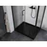 Mexen Apia extendable shower cubicle 90 x 80 cm, Transparent, Black + shower tray Flat, Black - 840-090-080-70-00-4070B