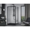 Mexen Apia extendable shower cubicle 90 x 80 cm, Transparent, Black + shower tray Flat, Black - 840-090-080-70-00-4070B