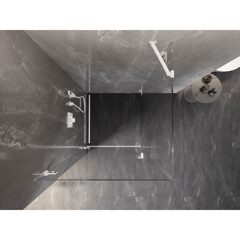 Mexen Lunar-B left-hand opening shower enclosure 90 x 90 cm, transparent, white - 832-090-090-20-00-L