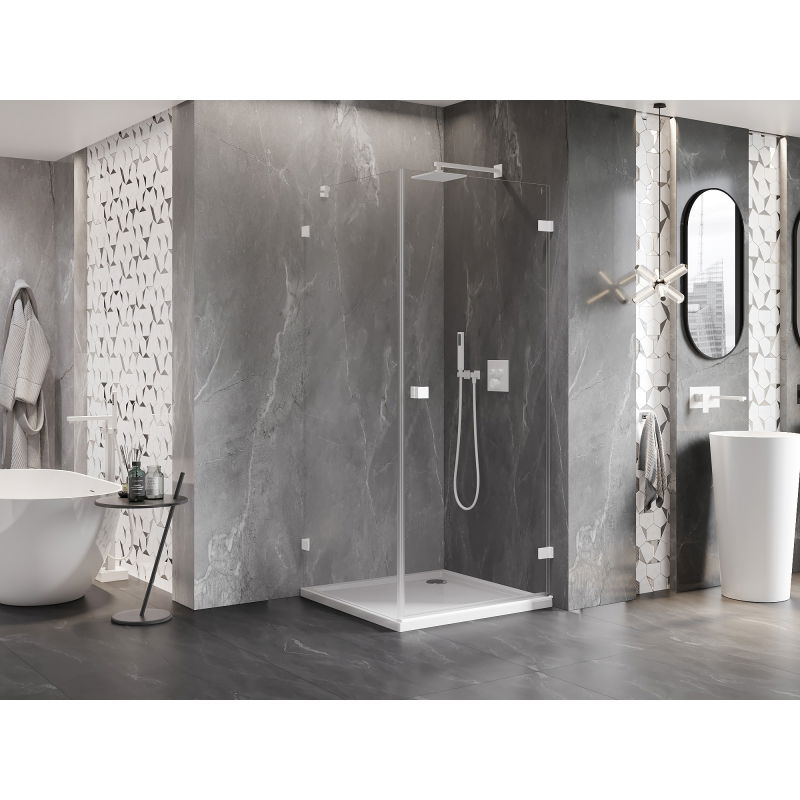 Mexen Lunar-B right-side swing shower enclosure 70 x 70 cm, transparent, white - 832-070-070-20-00-P
