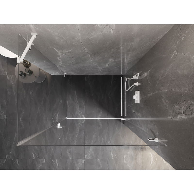 Mexen Lunar-B Right-Opening Shower Enclosure 100 x 80 cm, Transparent, White - 832-100-080-20-00-P