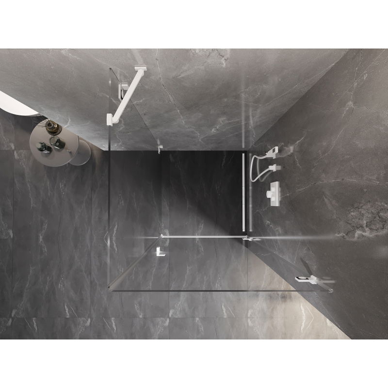 Mexen Lunar-B right swing shower enclosure 90 x 90 cm, transparent, white - 832-090-090-20-00-P