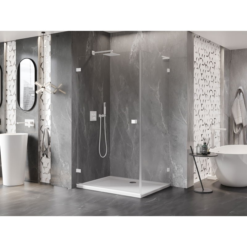 Mexen Lunar-B L left hinged shower cabin 80 x 70 cm, transparent, white - 832L-080-070-20-00-L