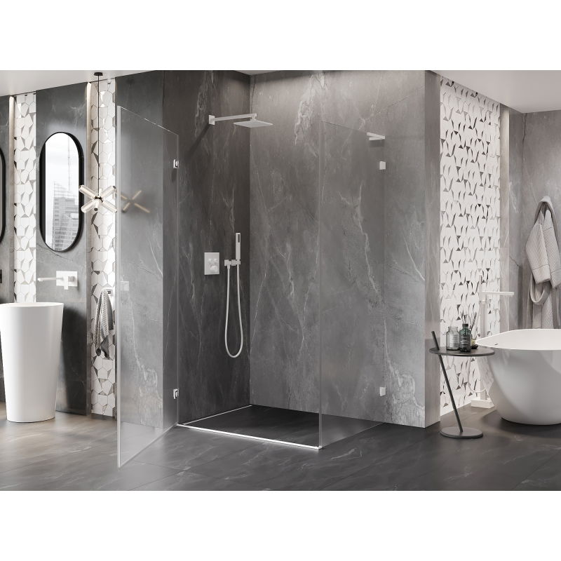 Mexen Lunar-B L left hinged shower enclosure 100 x 90 cm, transparent, white - 832L-100-090-20-00-L
