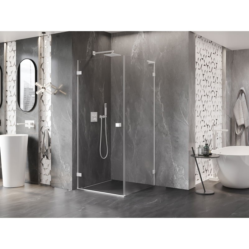 Mexen Lunar-B L shower enclosure swing left 100 x 100 cm, transparent, white - 832L-100-100-20-00-L