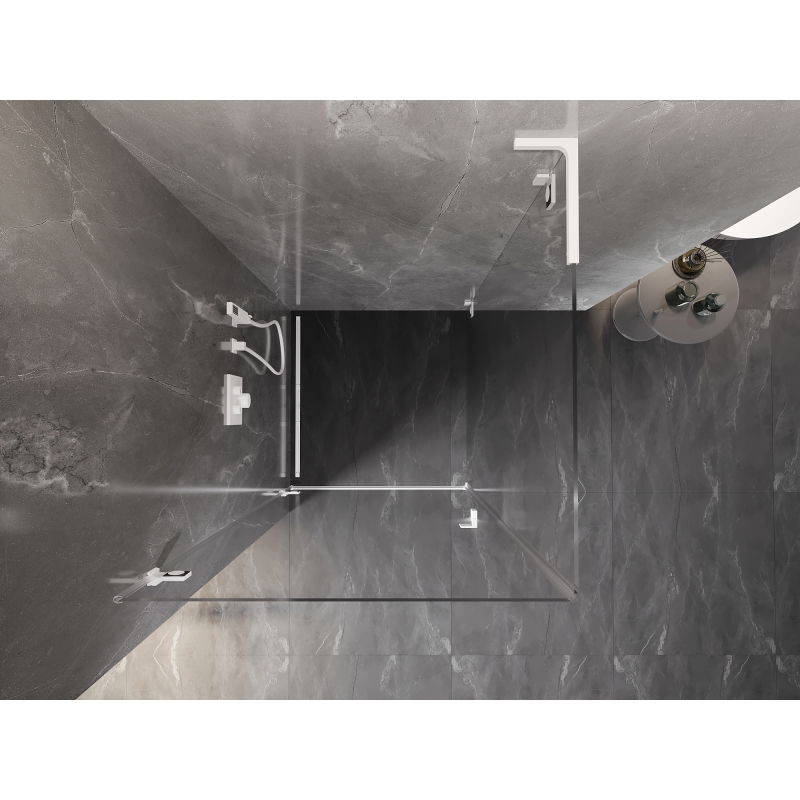 Mexen Lunar-B L shower enclosure swing left 100 x 100 cm, transparent, white - 832L-100-100-20-00-L