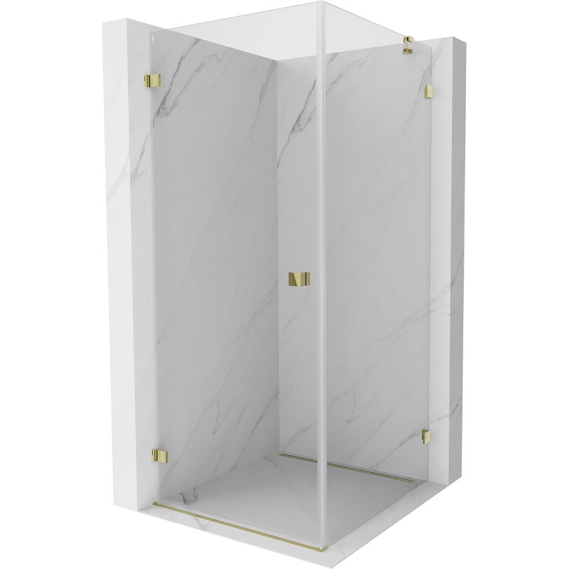 Mexen Lunar-B left hinged shower enclosure 70 x 70 cm, transparent, gold - 832-070-070-50-00-L