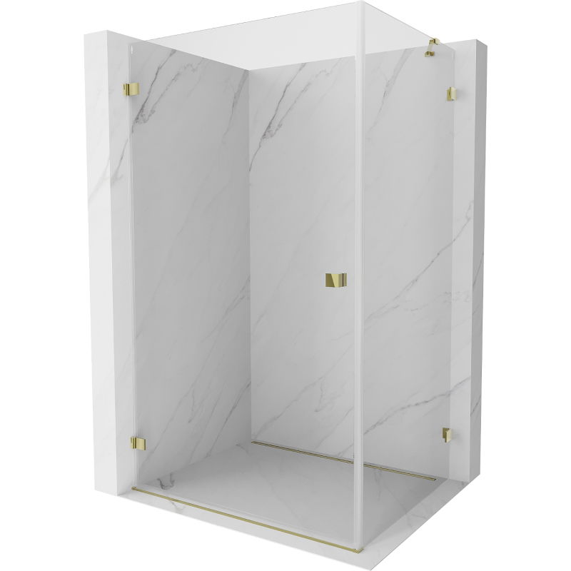 Mexen Lunar-B Left Hinged Shower Enclosure 100 x 80 cm, Transparent, Gold - 832-100-080-50-00-L