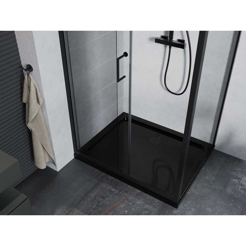 Mexen Apia sliding shower cabin 110 x 70 cm, transparent, black + Flat tray, black - 840-110-070-70-00-4070B